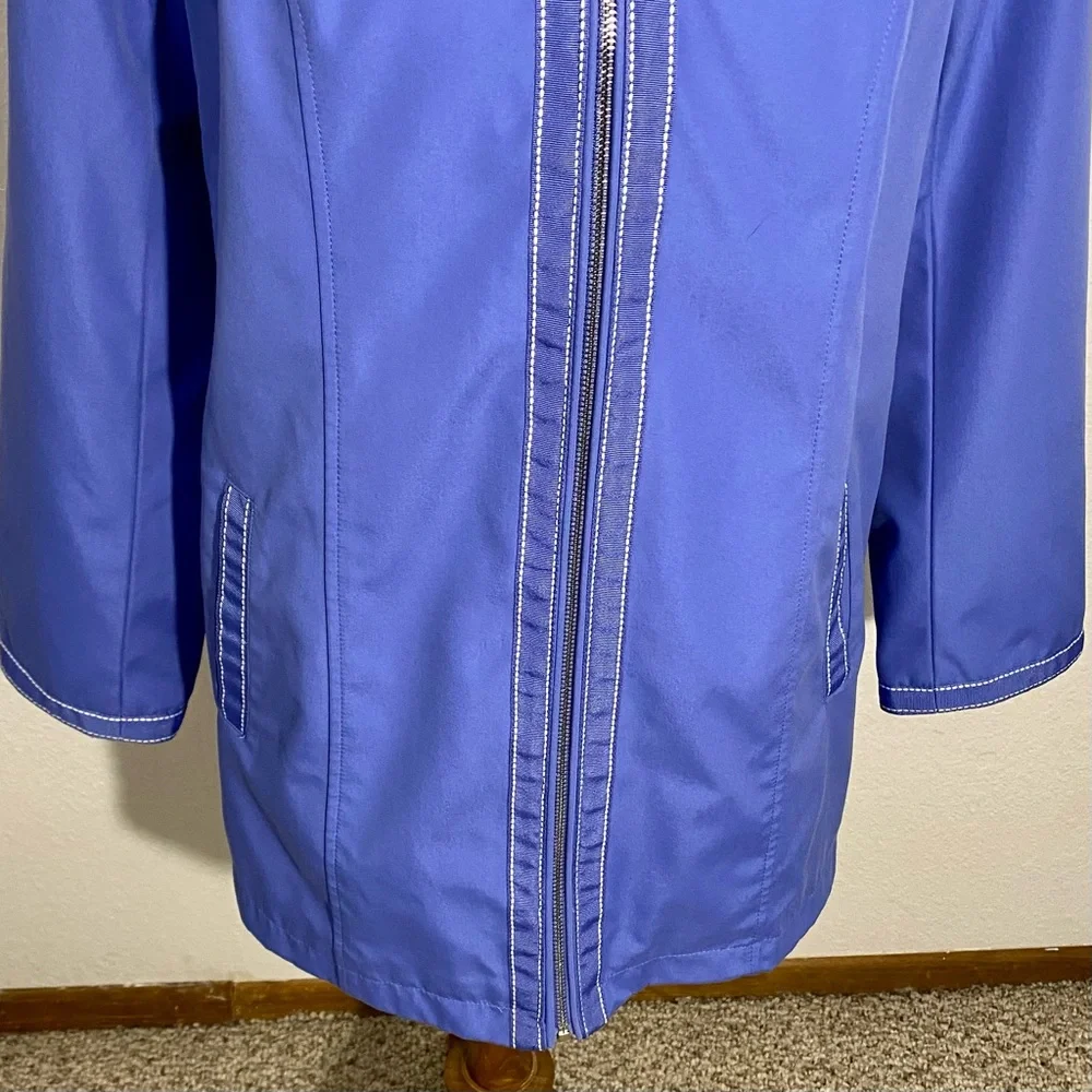 dennis basso Royal Blue Hooded Rain Jacket